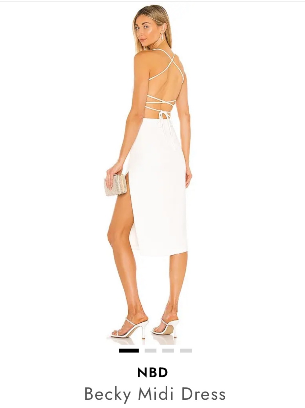 NBD Strappy Open-Back Midi Dress in Ivory